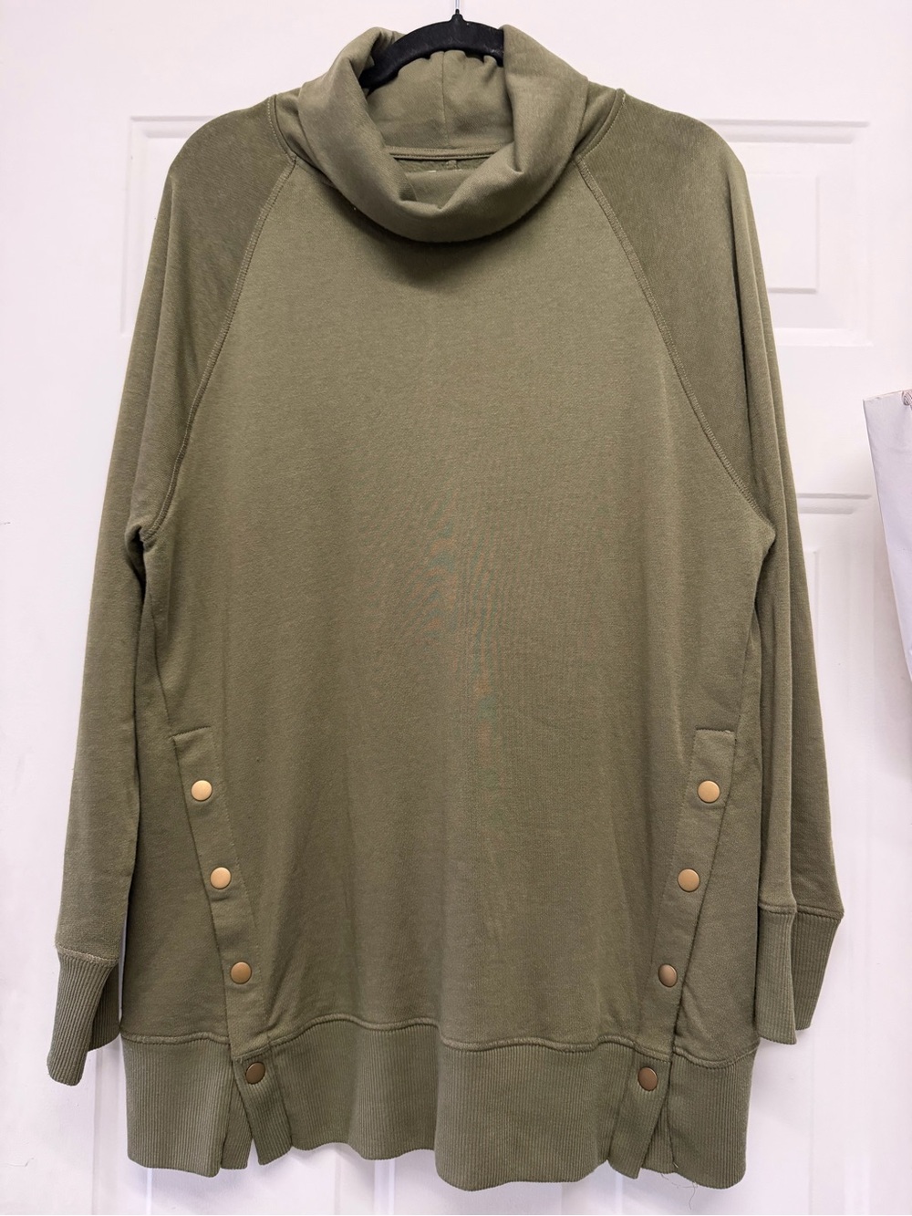 Maurices Olive Green Cowl Neck Pullover Sweater with Snap Details